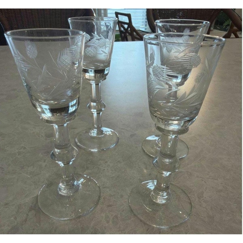 Set Of 4 Sherry/wine Crystal Glasses